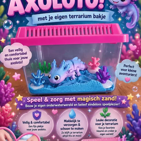 Terrarium met een axolotl